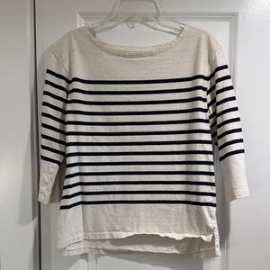 Navy and White Striped Long Sleeve Top